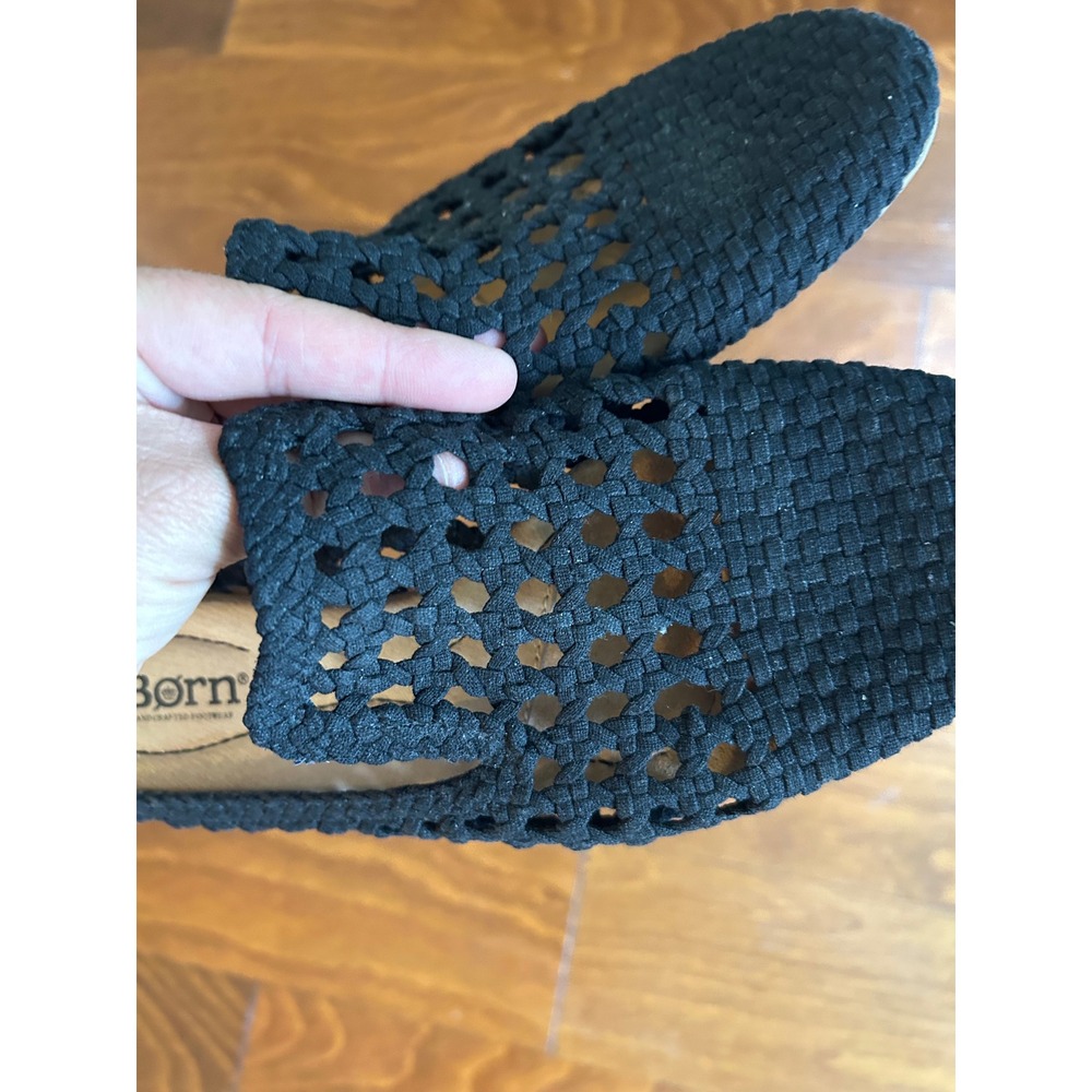 Born Womens Black Woven Fabric Mules Slip On Flats Slides Knit Beach 7 M - Picture 9 of 9